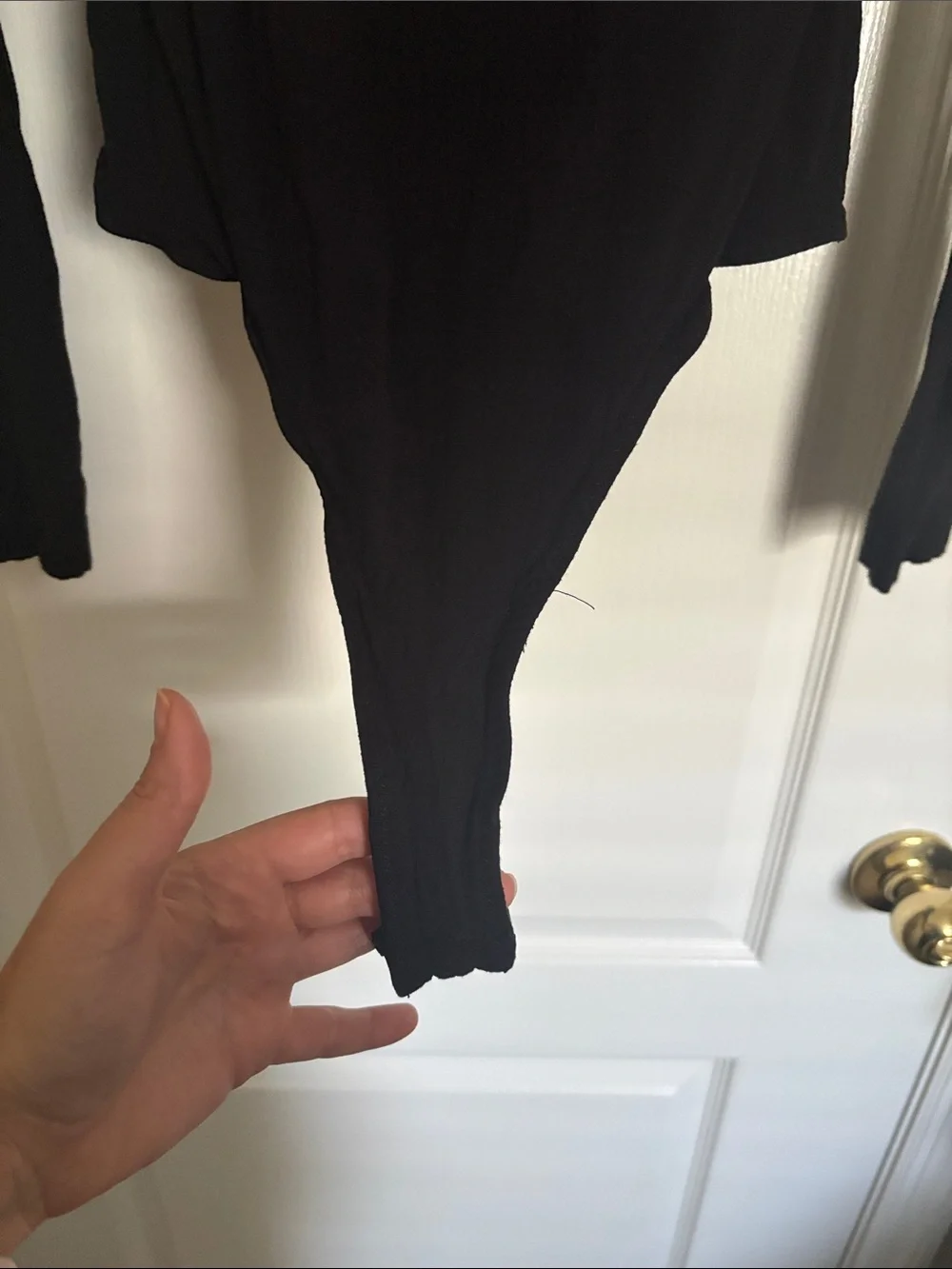 Free People Black Long Sleeve Square Neck Deep V Bodysuit